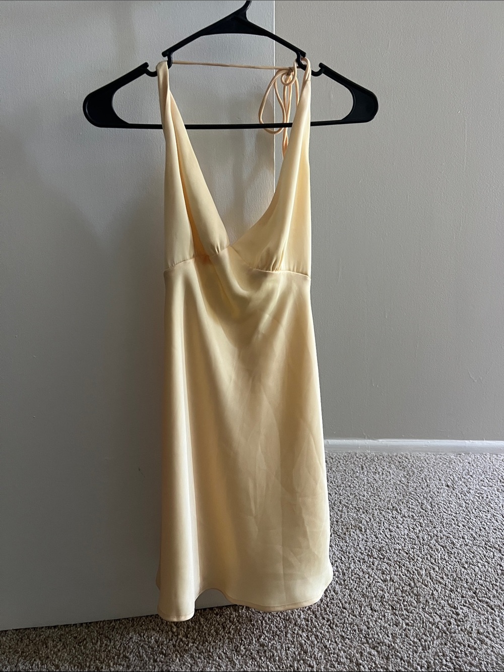 Princess Polly Silky Pale Yellow Slip Dress